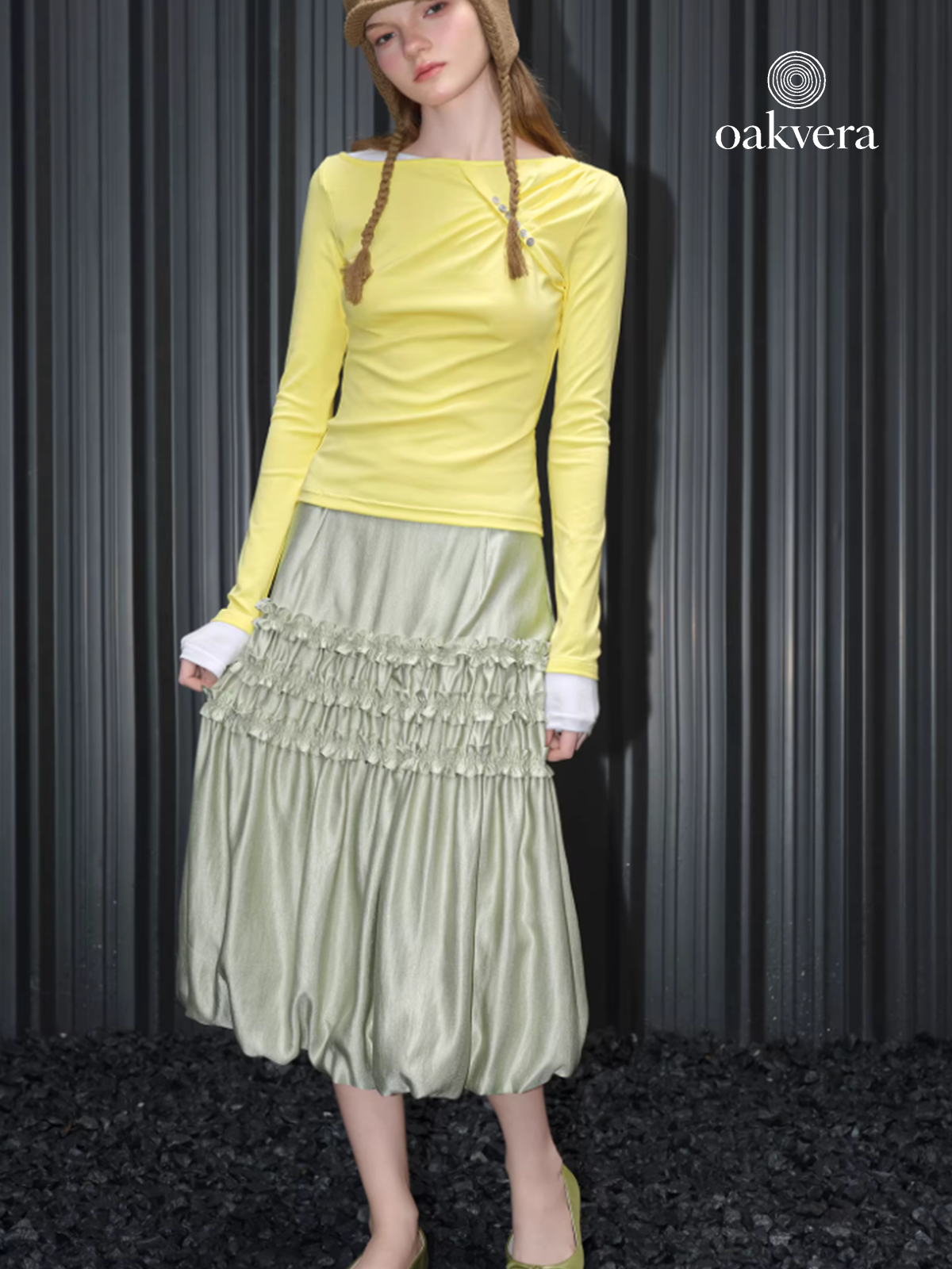 Gloss Petal Midi Skirt
