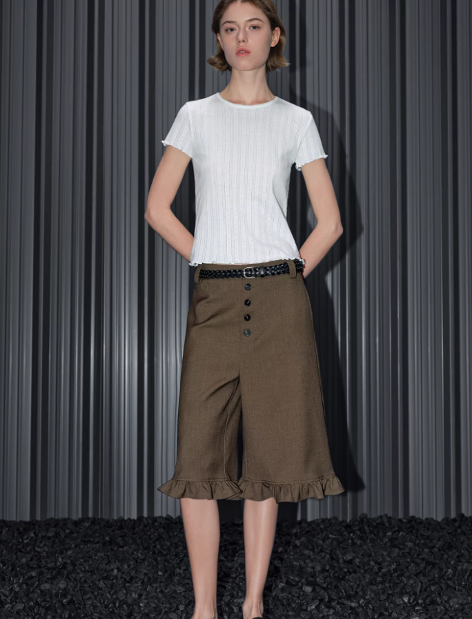 Ruffle Ease Cropped Pants