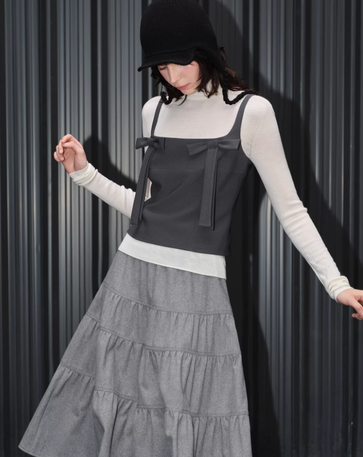 Grey Poise Bow Cami