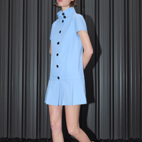 Sky Pleat Mini Dress