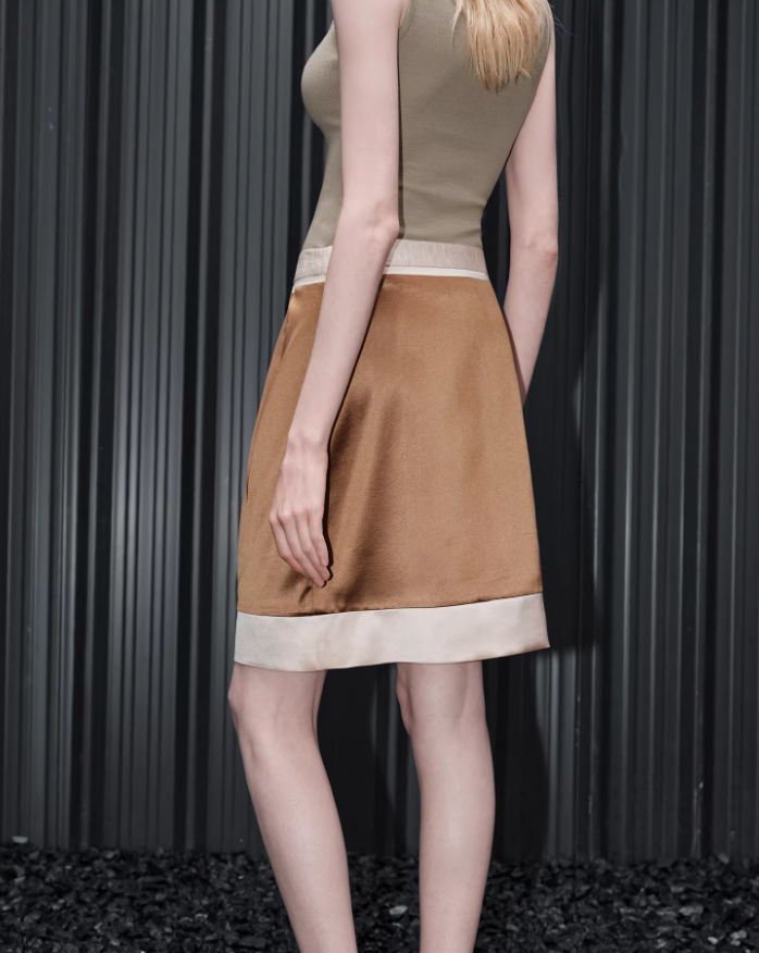 Khaki Lantern Midi Skirt