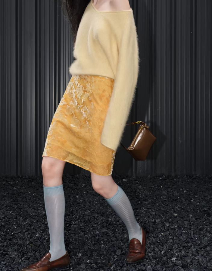 Golden Flock Mini Skirt