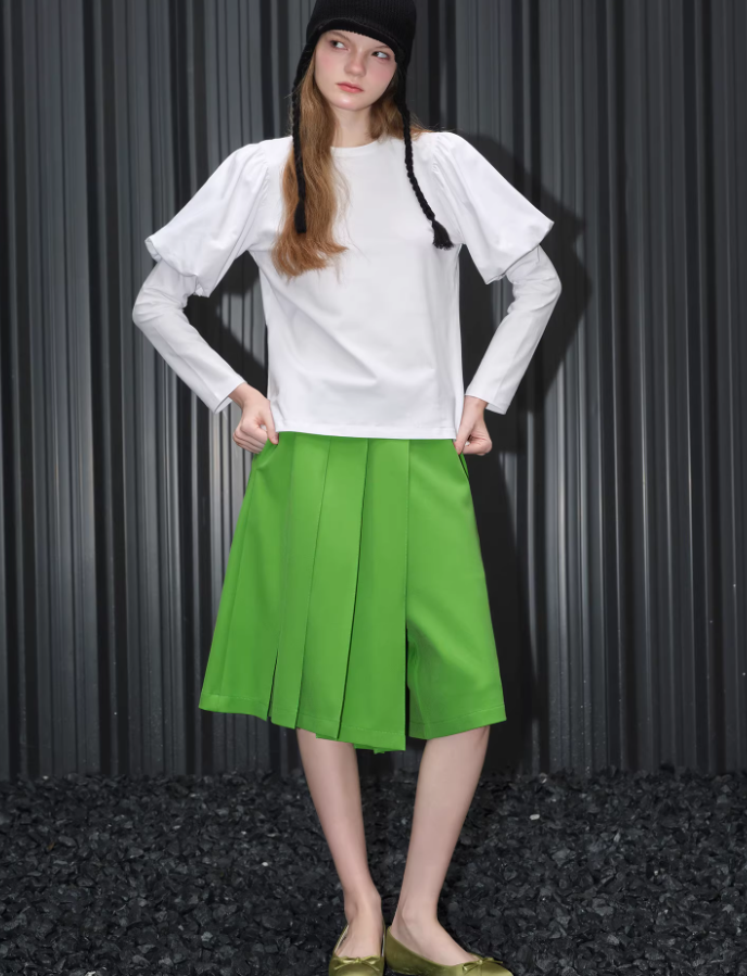 Pleat Flow Culotte Pants