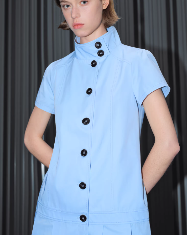 Sky Pleat Mini Dress